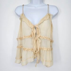 RSQ Cream Sheer Ruffle‎ Camisole Top Size XL Butter Yellow Boho Dainty Coquette